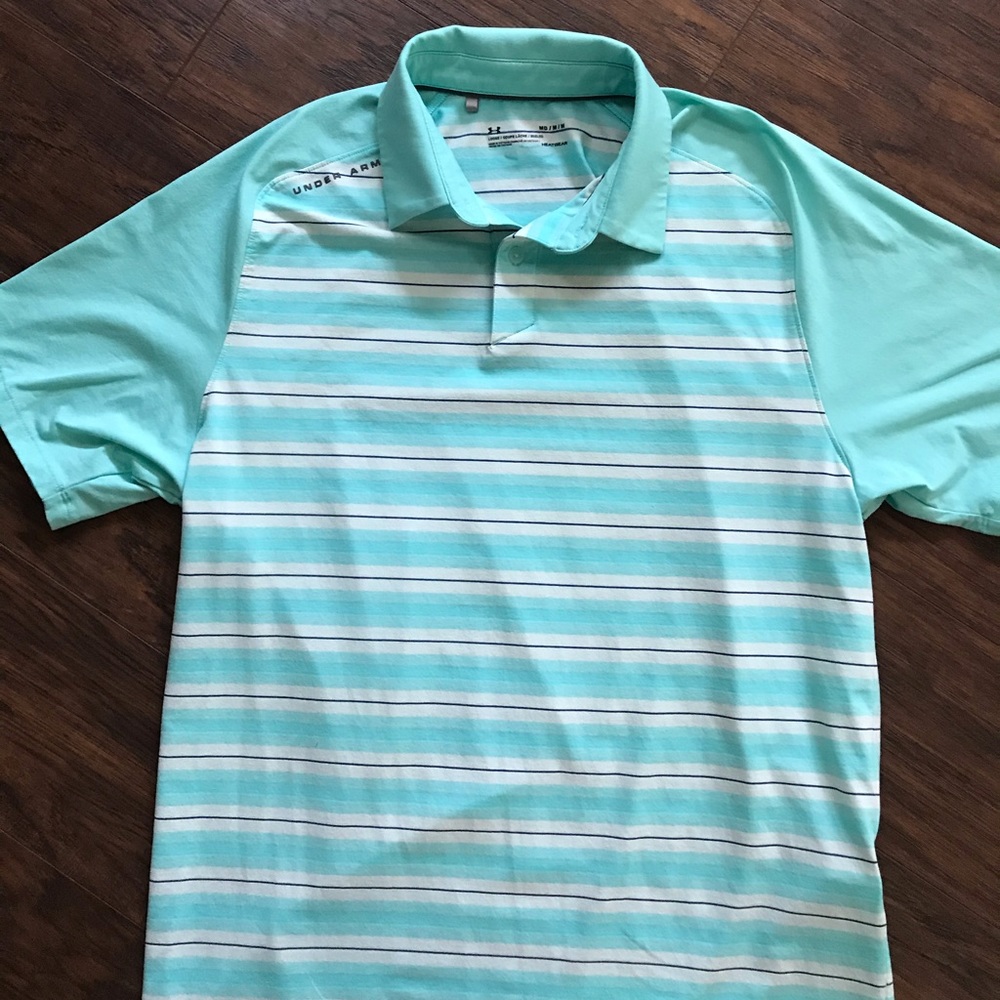 Two men’s under armour polo dress shirts.